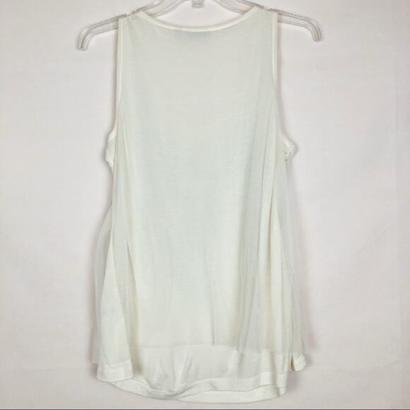 Halogen Beaded Mesh Tank Top Womens Small Fairy Chic Dressy Elegant Party Glam - Picture 6 of 6